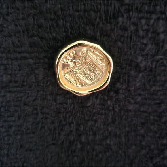 ZARA | Tweed blazer black golden buttons sz S - Picture 3 of 7